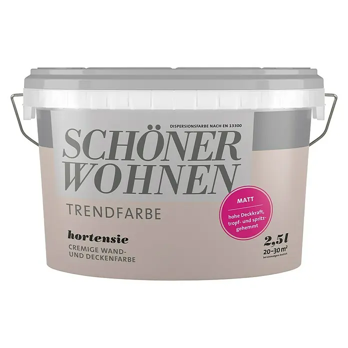 SCHÖNER WOHNEN-Farbe Wandfarbe Trendfarbe - Hortensie, 2,5 l, Matt, Konservierungsmittelfrei - Vorderansicht