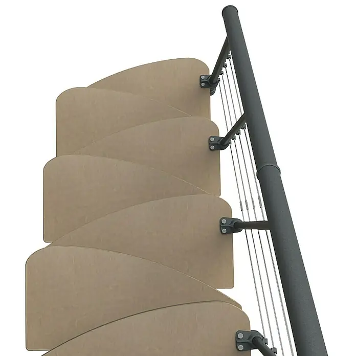 Fontanot Raumspartreppe Zen 2 Tube - Breite: 61 cm, Anthrazit, Anzahl Steigungen: 13 Stk., Farbe Stufen: Birke Ulme Hell, Geschosshöhe: 250 cm - 304 cm - Ansicht von oben
