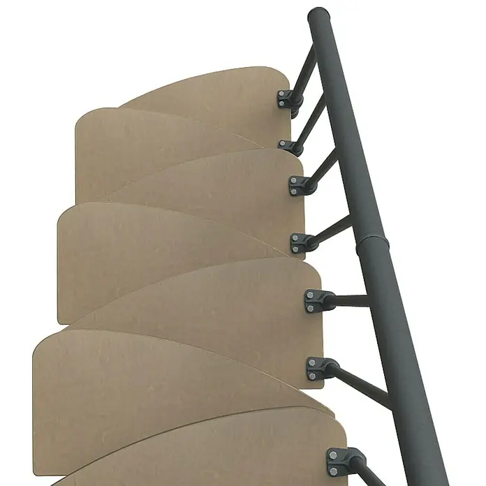 Fontanot Raumspartreppe Zen 2 - Breite: 61 cm, Anthrazit, Anzahl Steigungen: 13 Stk., Farbe Stufen: Birke Ulme Hell, Geschosshöhe: 250 cm - 304 cm - Ansicht von oben