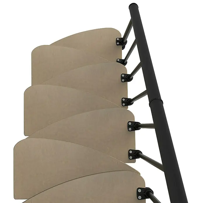 Fontanot Raumspartreppe Zen 2 - Breite: 61 cm, Schwarz, Anzahl Steigungen: 13 Stk., Farbe Stufen: Birke Ulme Hell, Geschosshöhe: 250 cm - 304 cm - Ansicht von oben