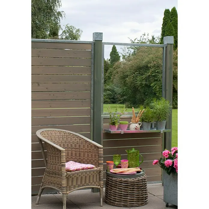 Plus Sichtschutzelement Cubic - 90 x 90 cm, Gerade, Graubraun - Stimmungsaufnahme