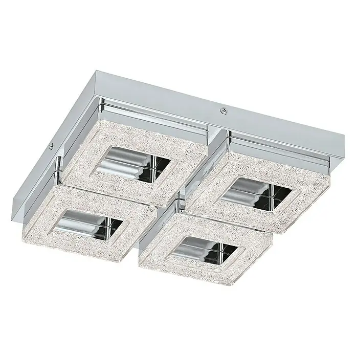 Eglo Zidna i stropna LED svjetiljka Fradelo - D x Š x V: 28 cm x 280 mm x 6 cm, Srebrne boje, Topla bijela, Broj žarulja: 4 Kom. - Dijagonalni pogled