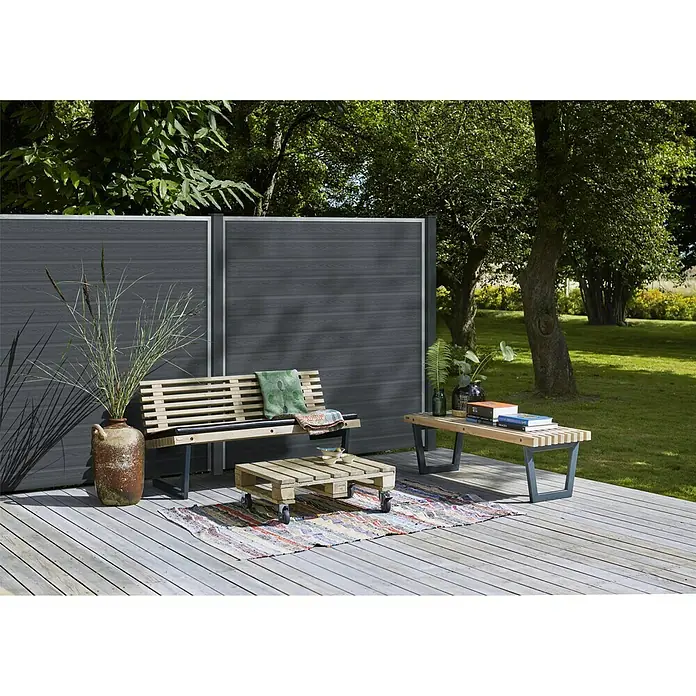 Plus Sichtschutzelement Artura - 180 x 175 cm, Schiefergrau - Stimmungsaufnahme