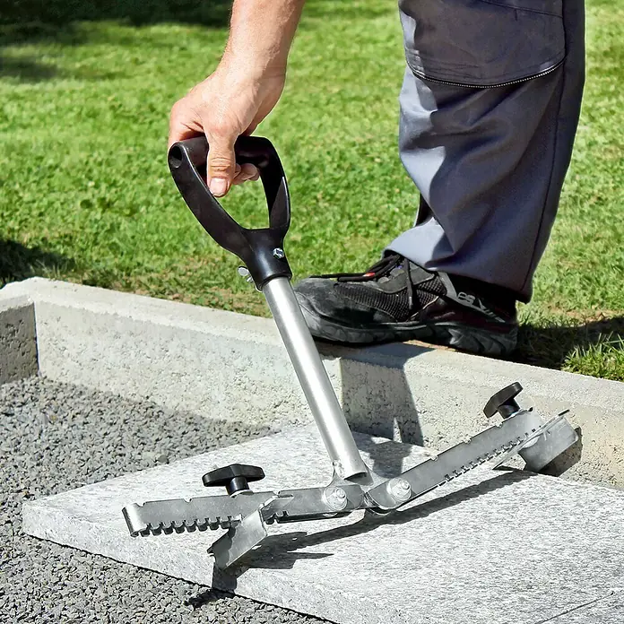 Langfit Plattenheber MS-PH2062L - Geeignet für: Terrassenplatten, Plattengröße: 30 - 62 cm - Anwendungsbeispiel