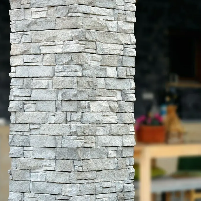 Verblendstein-Ecke Cornelie New - L x B x H: 7,5 x 17,2 x 11,2 cm, Hellgrau/Weiß, Steinoptik