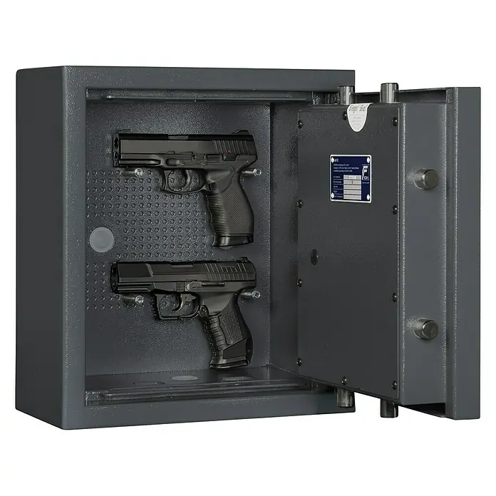Format Kurzwaffenschrank KWT 900 - Geeignet für: Gemeinsame Aufbewahrung von Waffen und Munition, L x B x H: 170 x 360 x 405 mm, Doppelbart-Hochsicherheitsschloss - Vorderansicht