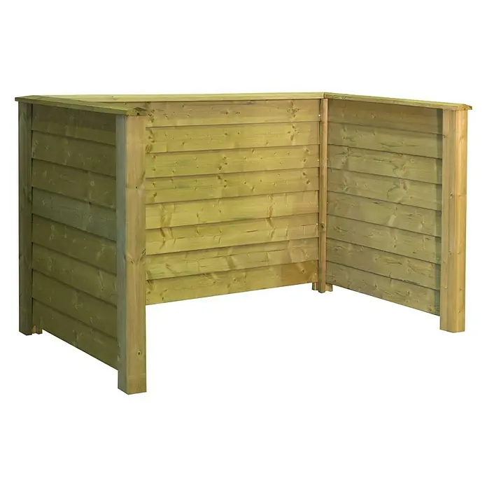 Plus Mülltonnenverkleidung Klink - Außenbreite inkl. Dachüberstand: 194 cm, Außentiefe inkl. Dachüberstand: 97 cm, Holz, Natur - Linke Seitenansicht