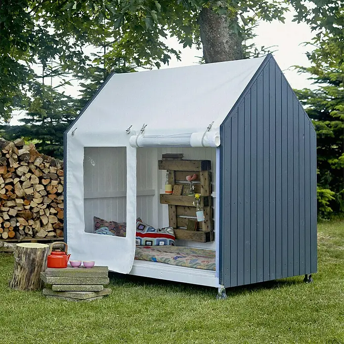 Plus Spielhaus - 1,21 x 2,03 x 1,98 m, Natur, Weiß - Stimmungsaufnahme