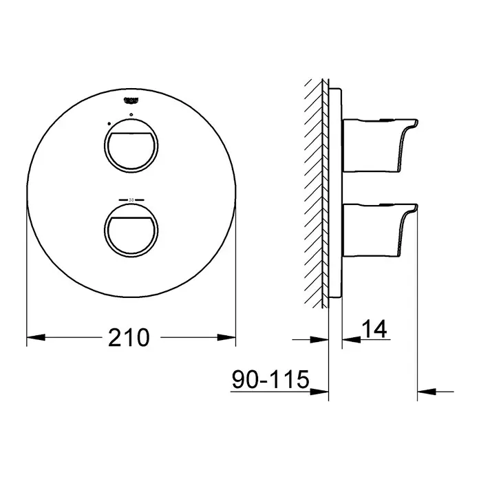 Grohe Brause-Thermostatarmatur Grohtherm 2000 - Chrom, Glänzend