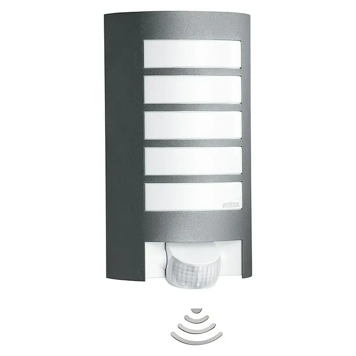 Steinel Sensor-Außenwandleuchte L 12 ANT - 60 W, 10,8 x 15,5 x 27,2 cm, Anthrazit/Weiß, IP44