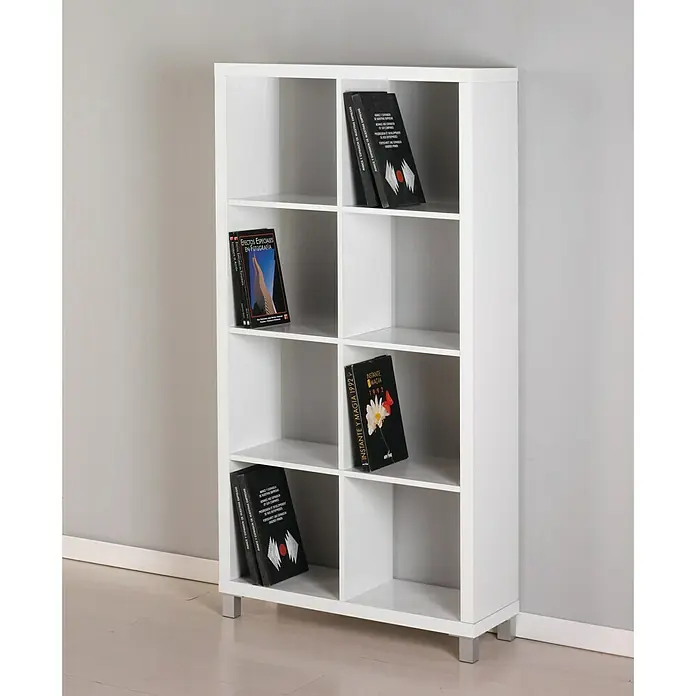 Estantería de madera Kubox 8 huecos - An x Al: 76 x 153 cm, MDF, Blanco
