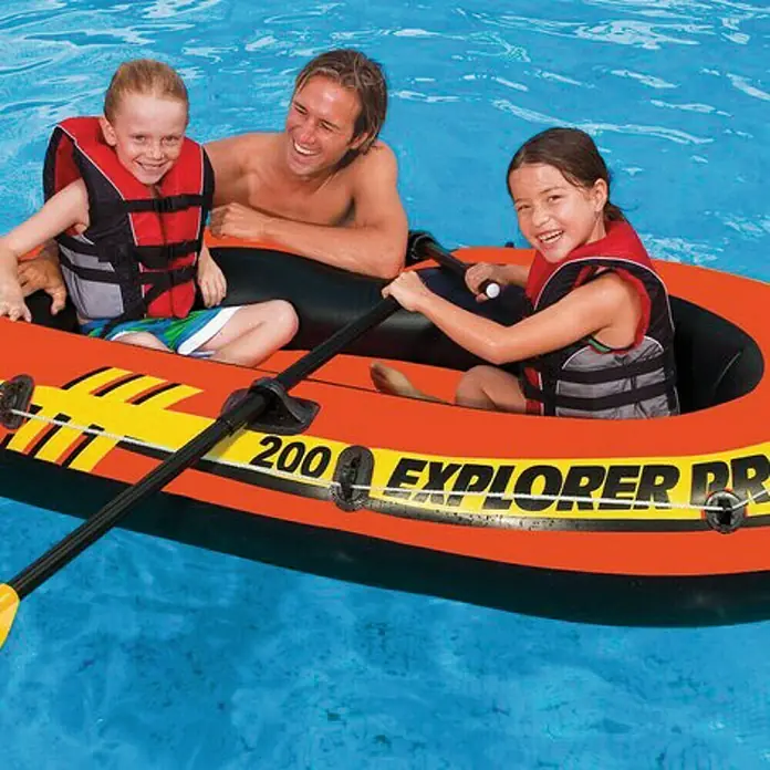 Intex Bote hinchable Explorer Pro 200 - L x An x Al: 196 x 102 x 33 cm, Apto para: 1+1 personas, Carga útil: 120 kg