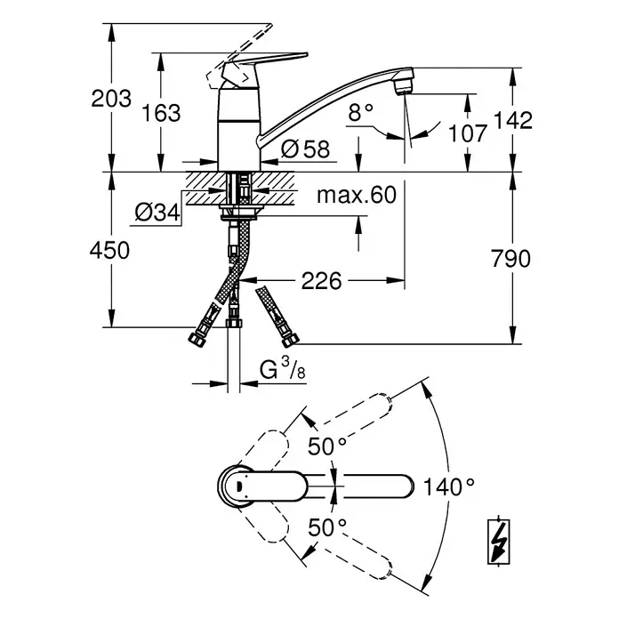 Grohe Spültischarmatur Eurosmart Cosmopolitan - Chrom, Auslauf schwenkbar