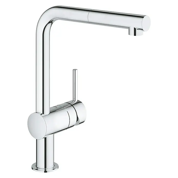 Grohe Spültischarmatur Minta - Niederdruck, Chrom, Ausziehbare Laminarbrause - Vorderansicht