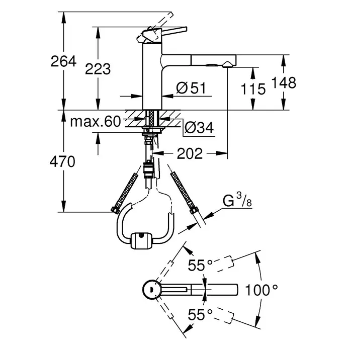 Grohe Concetto Spültischarmatur - Chrom, Glänzend, Ausziehbare Dual-Spülbrause