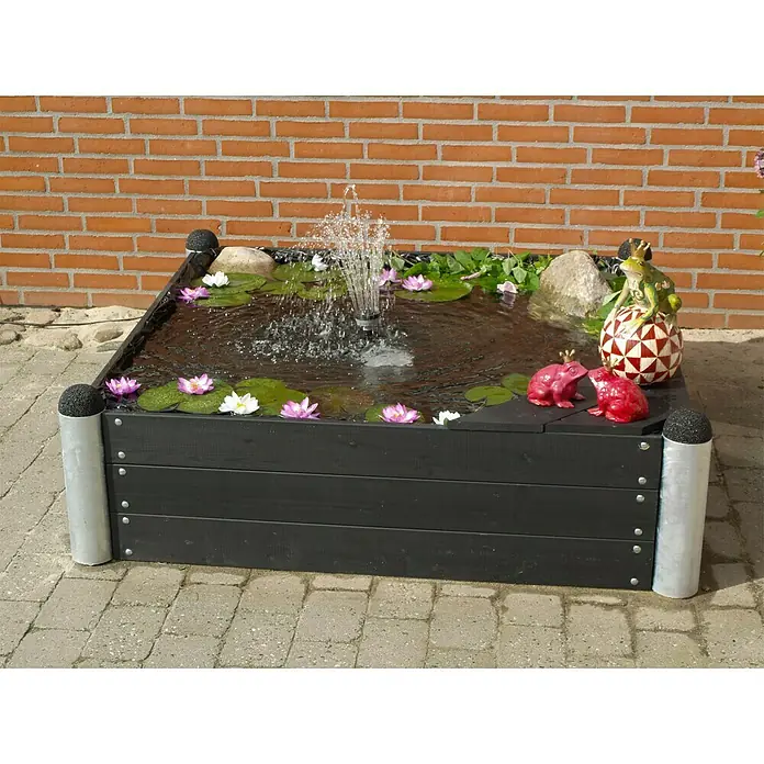 Plus Hochbeet Pipe - 140 x 140 x 36 cm, Schwarz, Holz - Stimmungsaufnahme