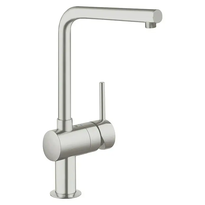 Grohe Spültischarmatur Minta - Edelstahl, Matt, Hoher Auslauf - Vorderansicht