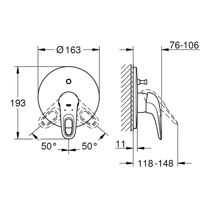 Grohe Eurostyle UP-Badewannenarmatur - Weiß, Glänzend