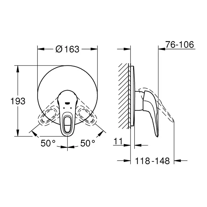Grohe Eurostyle UP-Brausearmatur - Weiß, Glänzend