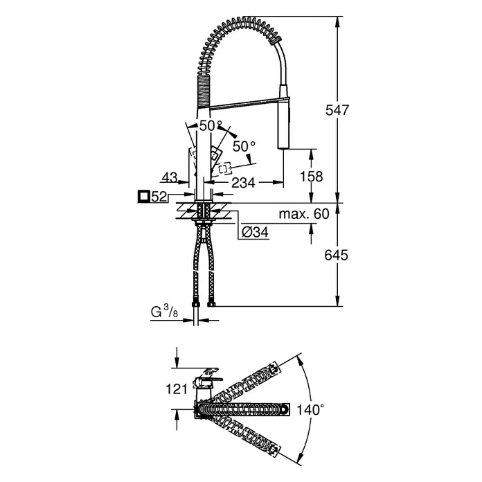 Grohe Eurocube Spültischarmatur - Edelstahl, Matt, Spiralfeder