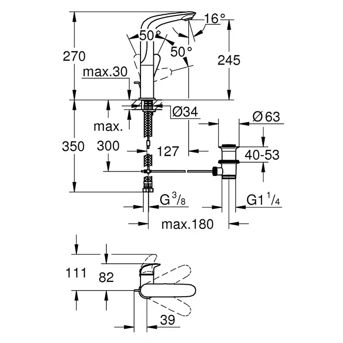 Grohe Eurostyle Solid Waschtischarmatur L-Size - Weiß