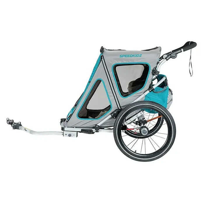 Qeridoo Kinderfahrradanhänger Speedkid 2 2018 - Zweisitzer, Max. zulässiges Gesamtgewicht: 60 kg, Blau
