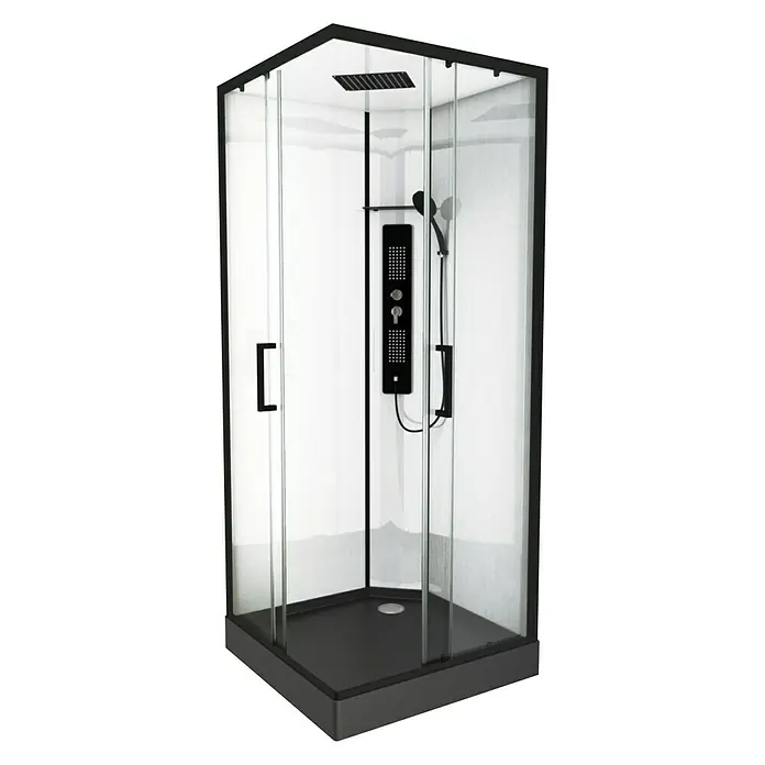 Designdusche Indus - 90 x 90 x 215 cm, Eckig, Anthrazit/Silbergrau