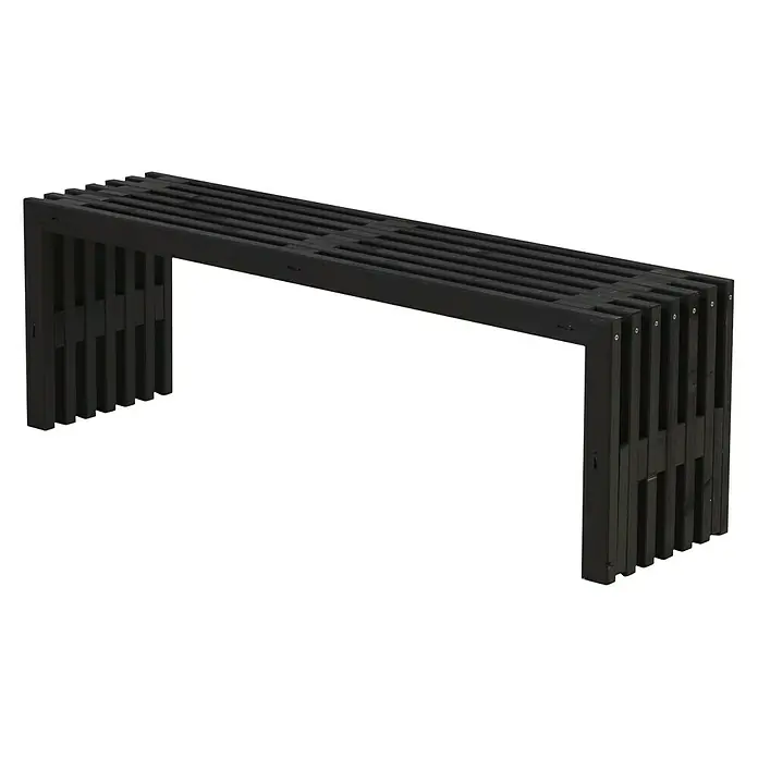 Plus Gartenbank Rustik - L x B x H: 138 x 36 x 45 cm, Holz, Schwarz - Linke Seitenansicht