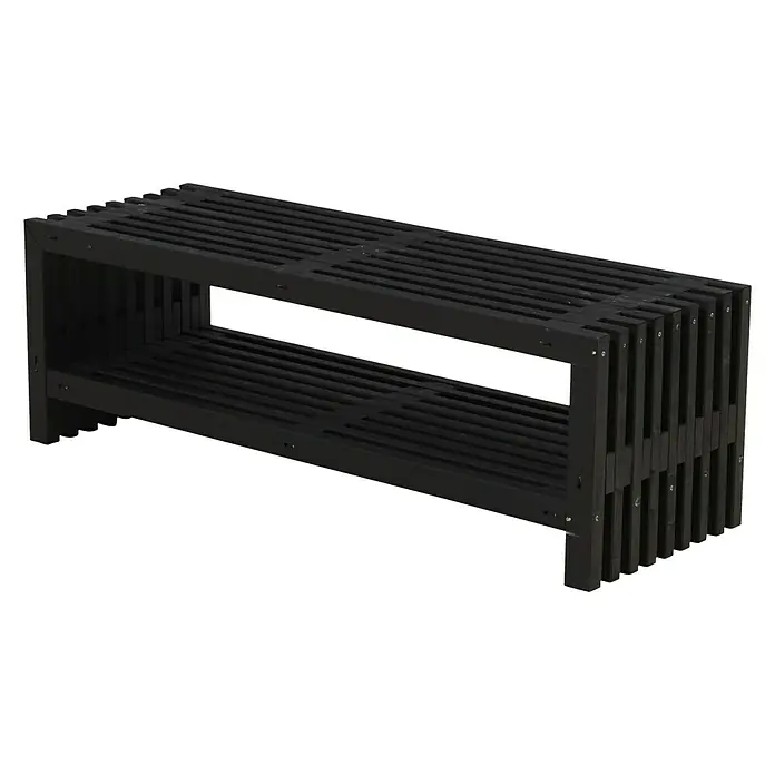 Plus Gartenbank Rustik - 138 cm, Holz, Schwarz, Mit Regalfach - Ansicht von oben