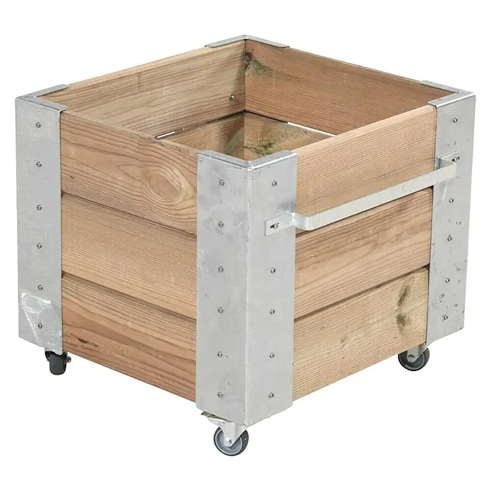 Plus Pflanzkübel eckig Cubic - 50 x 46 x 45 cm, Natur, Silber, Lärche - Rechte Seitenansicht