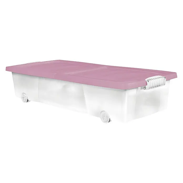 Unterbett-Rollenbox Undercover - L x B x H: 37,8 x 79,3 x 17,5 cm, Geteilter Deckel, Blau/Grün/Pink oder Braun