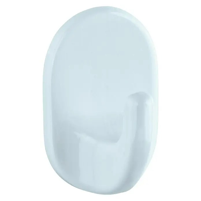 Poseidon Colgador adhesivo Ovalado pequeño - Plástico, Blanco, 3 ud. - Vista angular