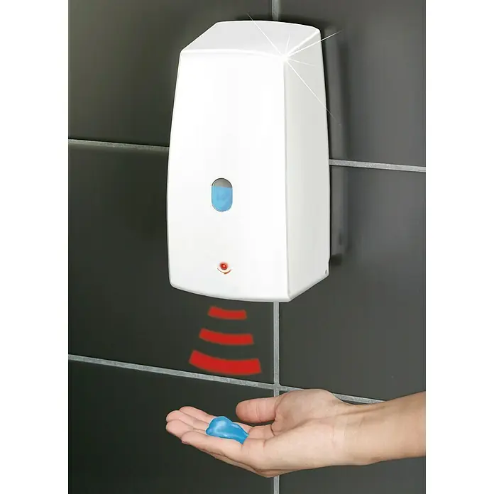 Wenko Treviso Dispensador de jabón - Blanco, Plástico, Capacidad del depósito: 650 ml, Sensor de infrarrojos - Producto en uso
