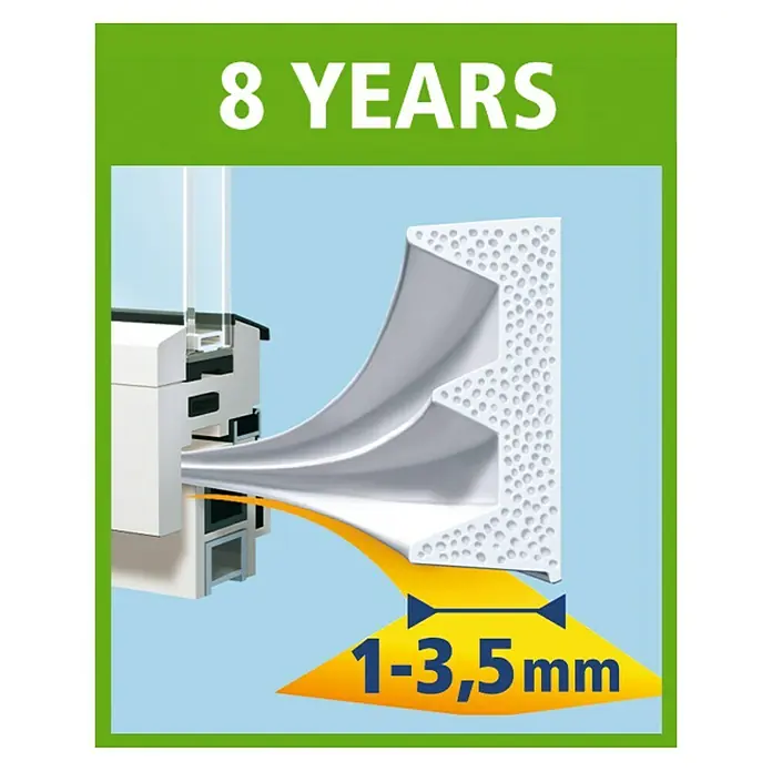 Tesa MOLL E-Rillenprofildichtung - Weiß, 6 m x 9 mm x 4 mm, Geeignet für: Spaltenbreiten 1 - 3,5 mm - Draufsicht