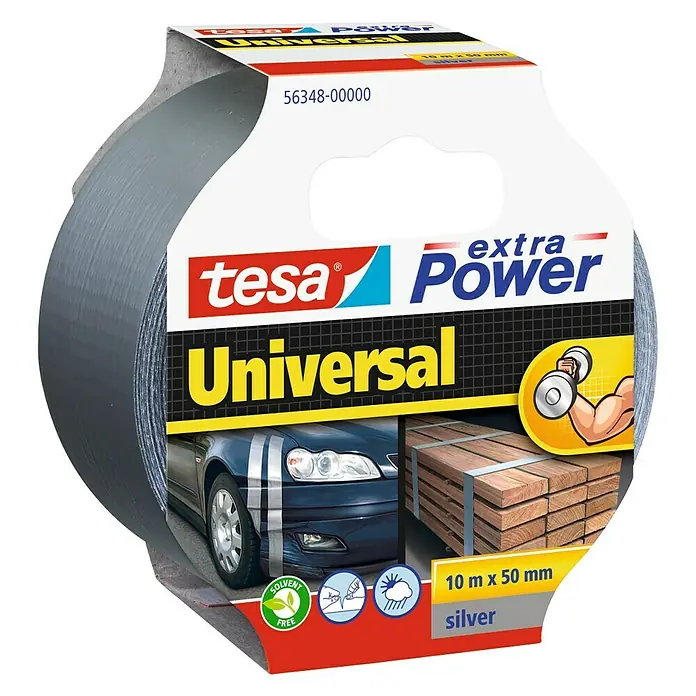 Tesa Extra Power Folienband Universal - Grau, 10 m x 50 mm - Vorderansicht