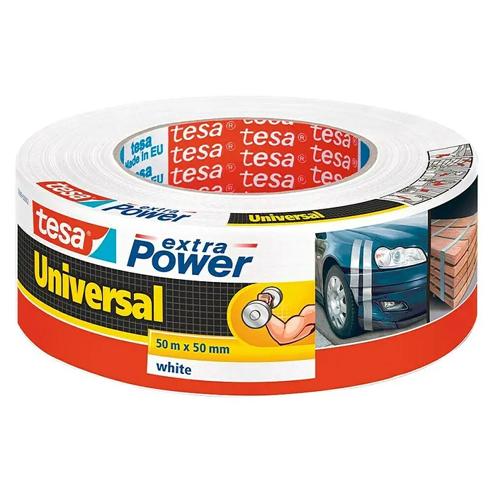 Tesa Extra Power Folienband Universal - Weiß, 50 m x 50 mm - Vorderansicht