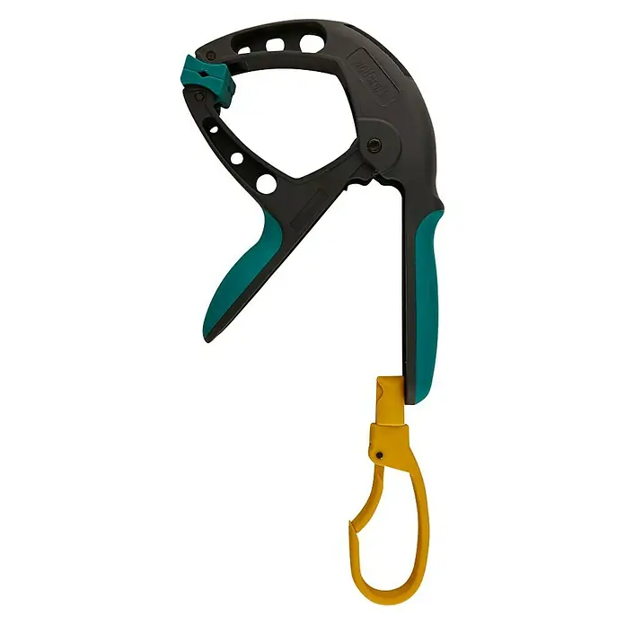 Wolfcraft Pinza con resorte FZH 50 - Con gancho, Anchura de sujeción: 50 mm, Carga soportada: 5 kg - Vista de perfil izquierdo