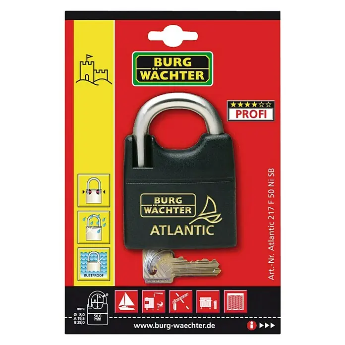 Burg-Wächter Candado Atlantik F30 - An x Al: 34 x 50 mm, 1 ud., Aluminio