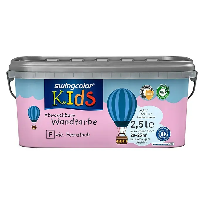 swingcolor KIDS Wandfarbe - Feenstaub, 2,5 l, Matt, Konservierungsmittelfrei - Vorderansicht