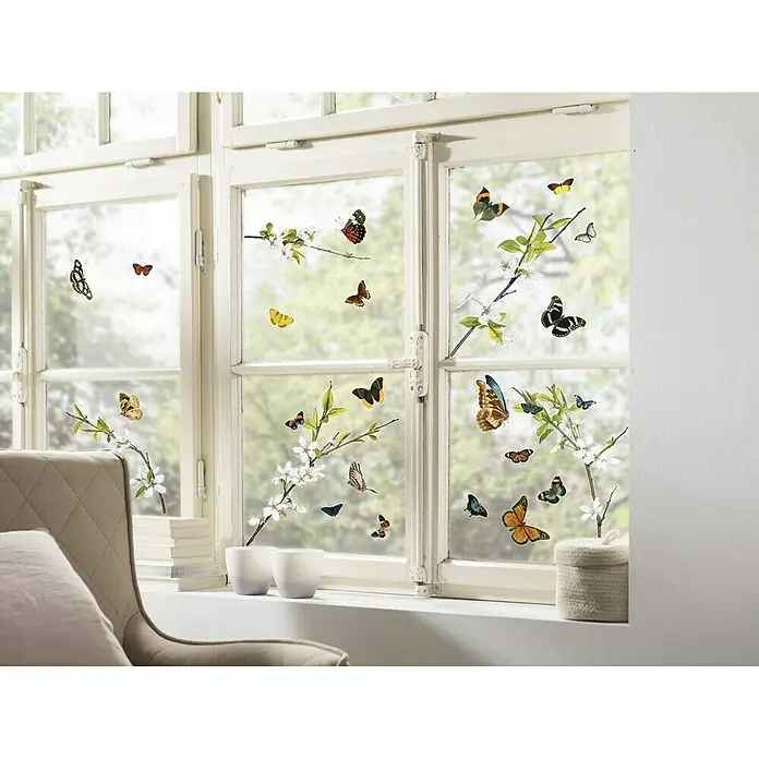 Komar Fenstersticker - Butterflies, Bunt, 31 x 31 cm - Stimmungsaufnahme