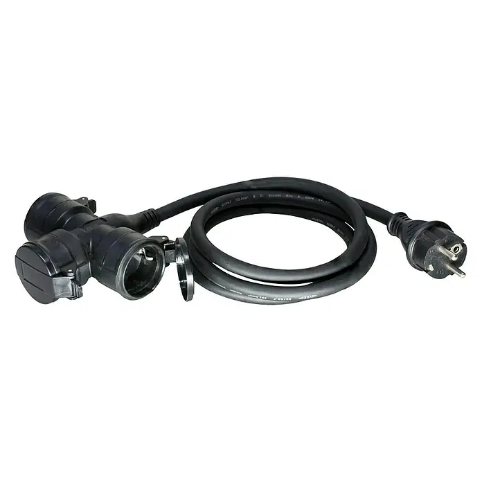 Voltomat Gumeni produžni kabel - 20 m, Broj šuko utičnica: 3 Kom., IP44, H07RN-F3G1,5 - Pogled sprijeda