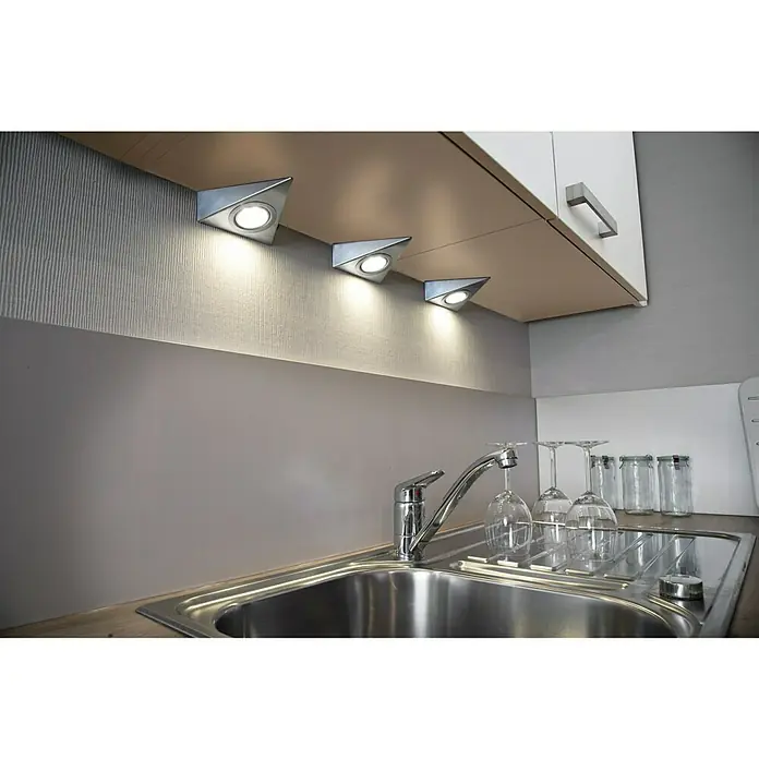 Ritter Leuchten LED-Unterbauleuchten-Set Triangle - 3 x 1,8 W, Silber, Warmweiß