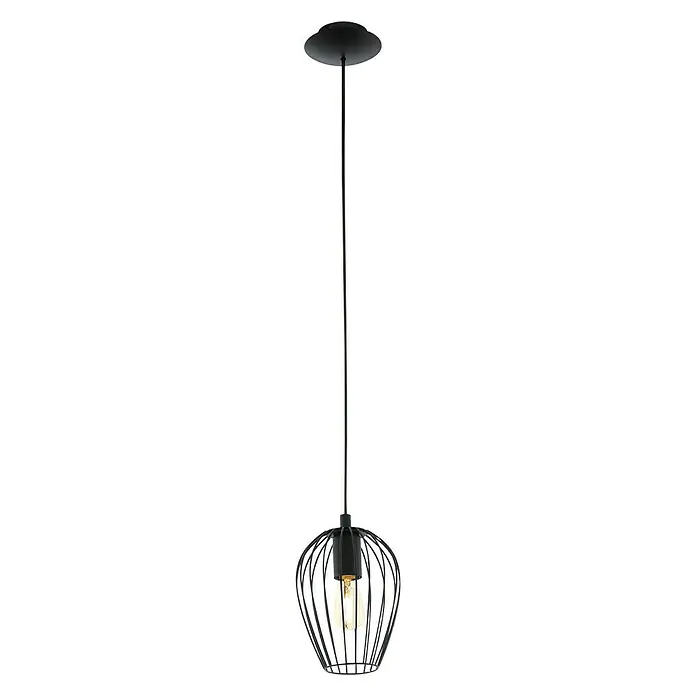 Eglo Newtown Lámpara colgante redonda - 60 W, Ø x Al: 16 x 110 cm, Negro, E27