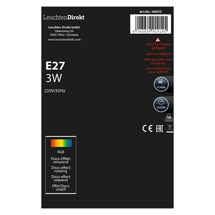 Bombilla LED Bombilla disco - 3 W, E27, LED