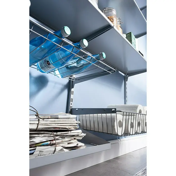 Element System Flaschenkorb - 80 x 30 cm, Traglast: 18 kg/Boden, Weiß/Aluminium - Ansicht von unten