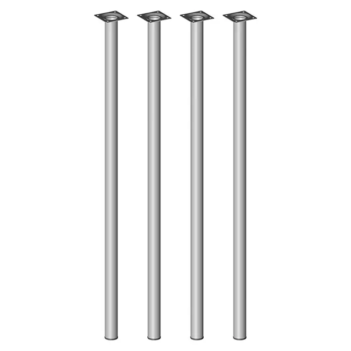 Element System Komplet nožica za namještaj Burgund - Ø x D: 30 x 800 mm, Boja: Bijelo-aluminij, Nosivost: 50 kg, 4 kom - Pogled sprijeda