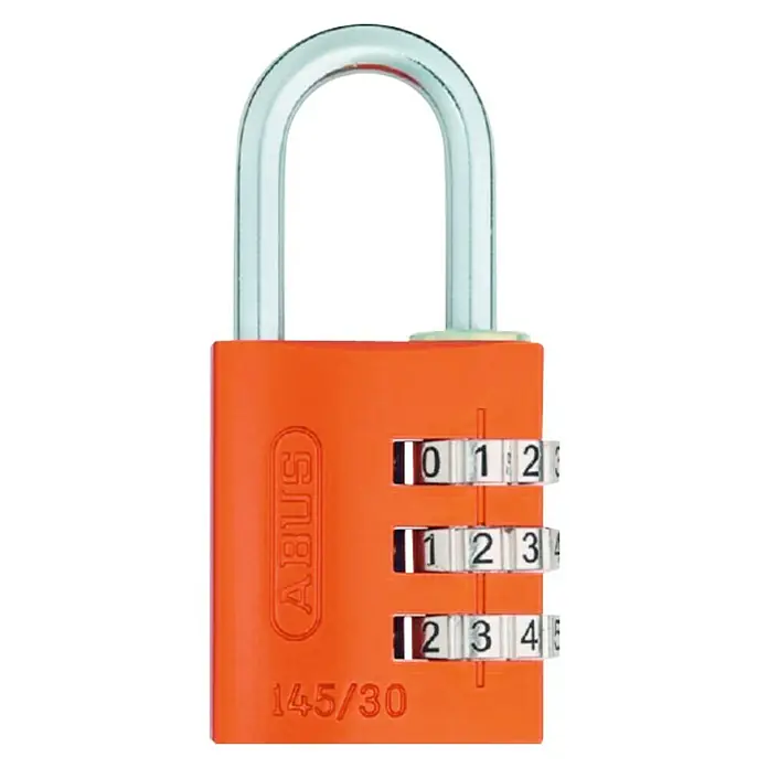 Abus Candado con combinación 145/30 - An x L: 31,5 x 65 mm, Aluminio, Número de dígitos en combinación: 3 ud., Naranja