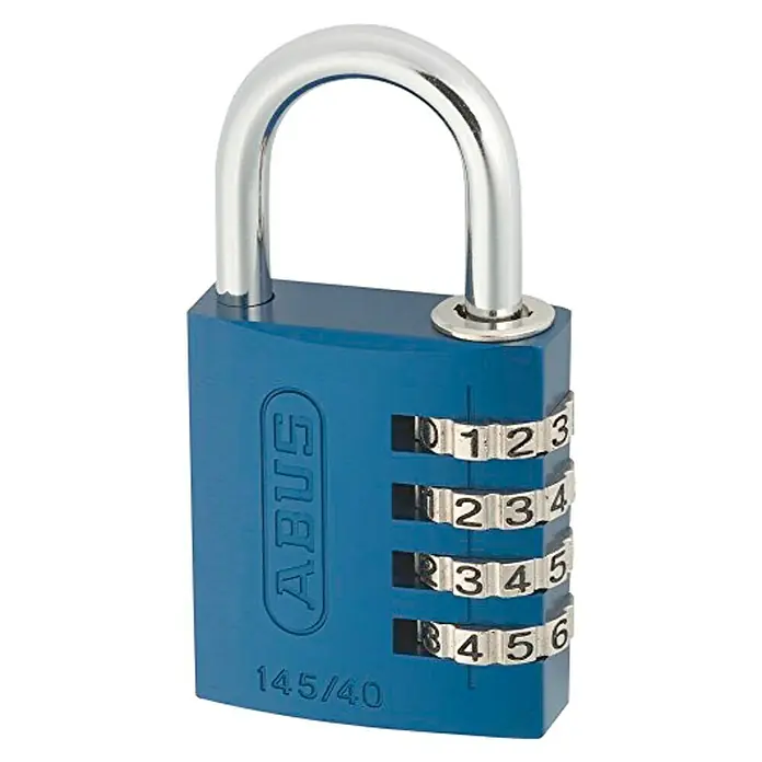 Abus Candado con combinación 145/40 - An x L: 41,5 x 77 mm, Aluminio, Número de dígitos en combinación: 4 ud., Azul