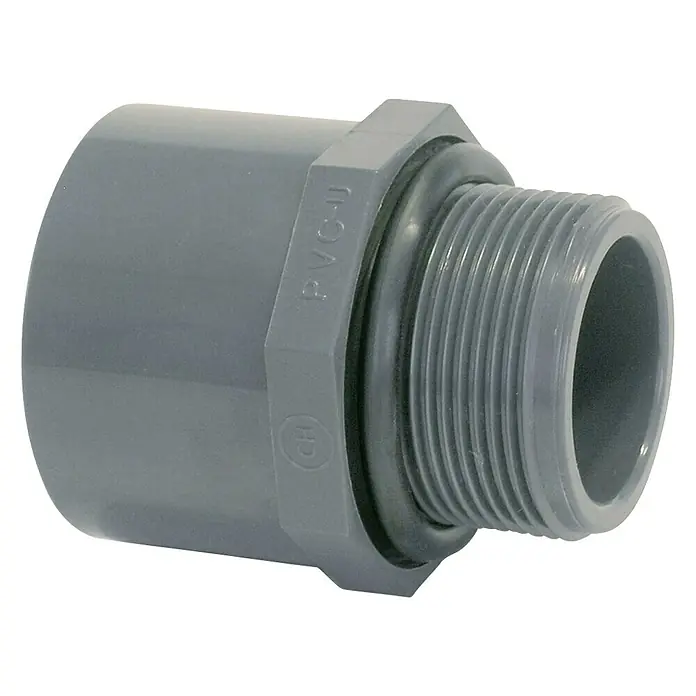 Manguito roscado PVC presión M - 40 mm, Rosca exterior: 1¼'', PVC
