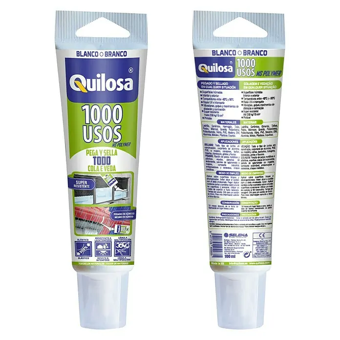 Quilosa Adhesivo y sellador 1000 usos - Blanco, Contenido: 100 ml